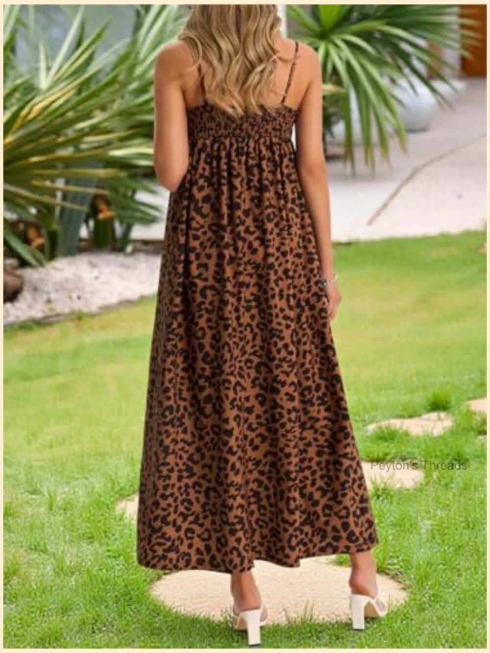 Polka Dot Maxi Dress with Pockets - Smocked Spaghetti Strap Summer Beach Dress - Picture 3 of 7